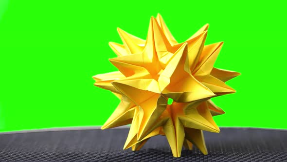 Spiked Origami Star on Green Screen.