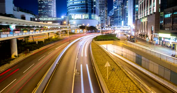 Timelapse of Hong Kong traffic at night