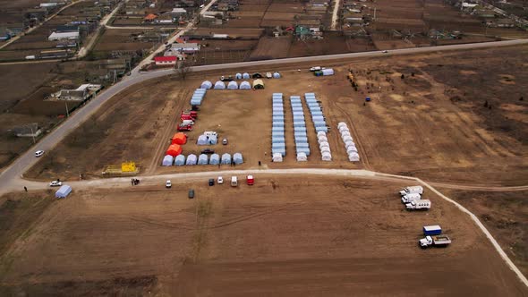 Refugee Camp with Many Shelter and Living Place Refugees From Ukraine