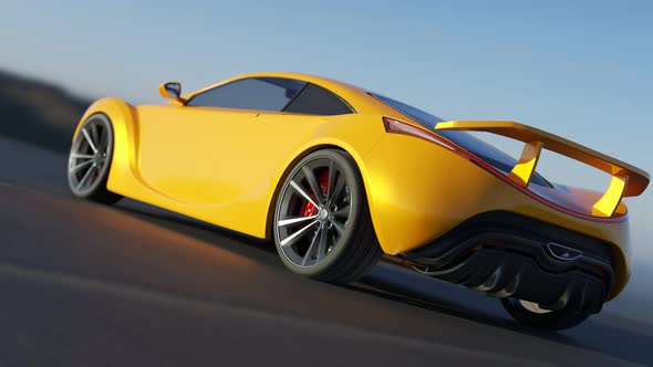 Sport car driving forward in endless loop.  High speed automotive concept
