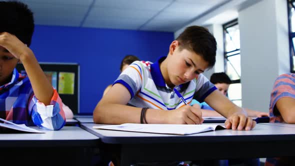 Student studying in classroom