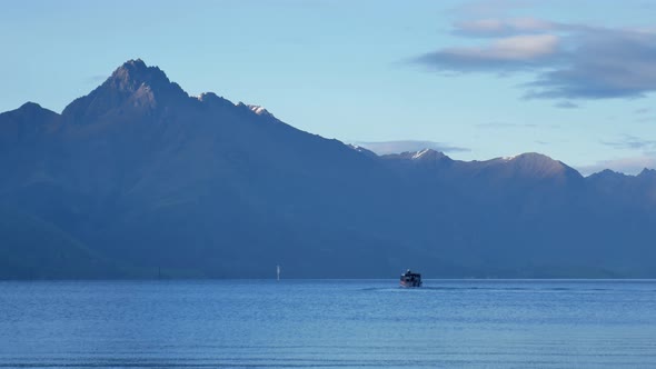 A boat sail at Lake Wakatipu, Queenstown,South Island