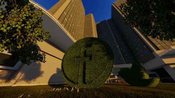Facebook Grass Logo and Skyscrapper  alt