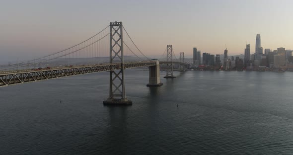 Oakland Bay Bridge and San Francisco Skyline Aerial