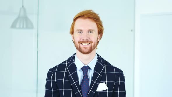 Portrait of Smiling Redhead Businessman with Red Hairs