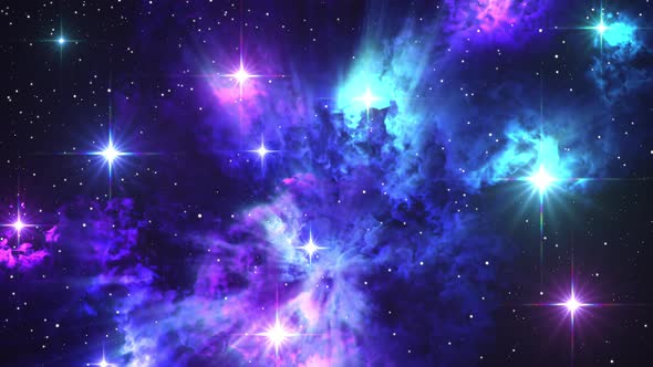 Flying Near A Space Nebula