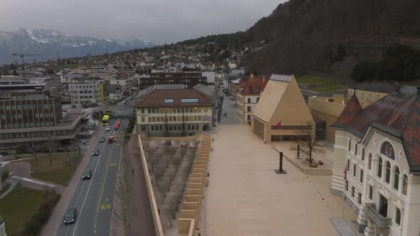 Aerial View of Vaduz  the Capital of Liechtenstein