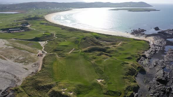 Aerial View of Carrickfad with Cashelgolan Beach and the Awarded Narin Beach By Portnoo County