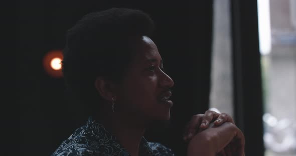 Young man talking and enjoying a dinner date