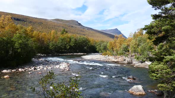 River during autumn at Ovre Dividal National Park