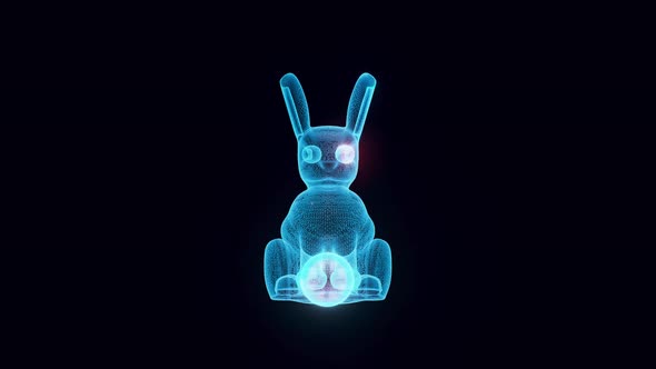 Mini Bunny Statue Hologram 4k