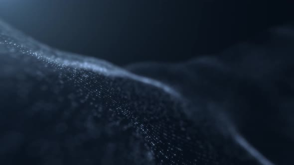 Glittering Glowing Particles Flow Dark Background