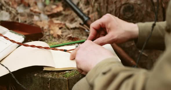 Russian Soviet Infantry Red Army Soldier In World War II Using Russian Soviet Portable Radio