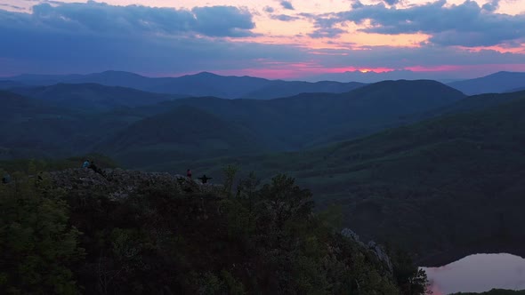 Aerial view of sunset Sivec mountains in Slovakia