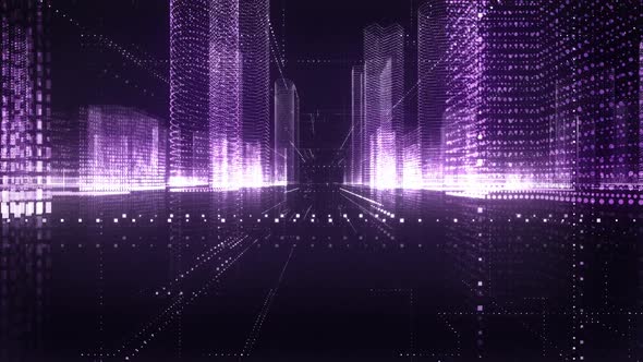 Digital Purple City Seamless Loop