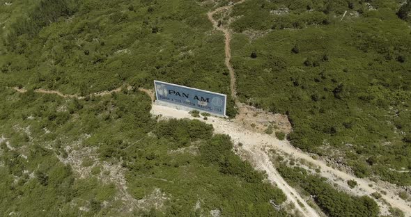 Pan Am Tile Panel Sign On The Lush Mountain In Reguengo Do Fetal, Batalha, Portugal - descending dro