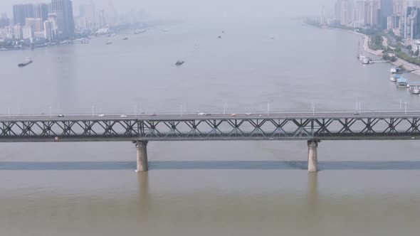 Hd Wuhan Yangtze River Bridge Yangtze River First Bridge Yangtze River Real Shot Aerial Photography