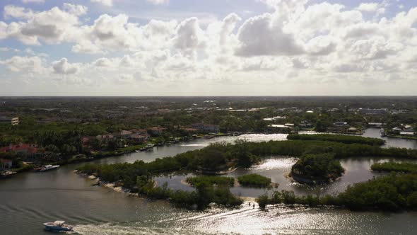 Coastal Luxury Homes In Jupiter Florida High Contrast Aerial Video