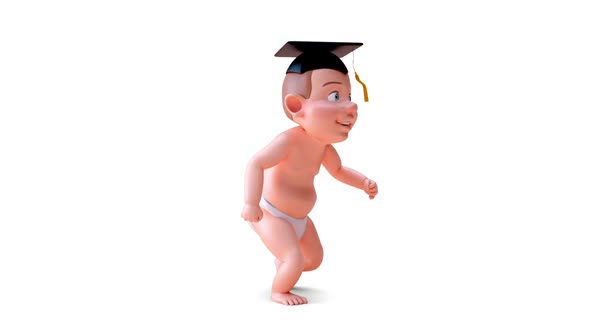 Fun 3D cartoon of a student baby alt