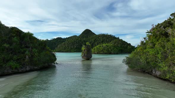 Aerial view of  Wajag Islands archipelago, Raja Ampat, West Papua, Indonesia.