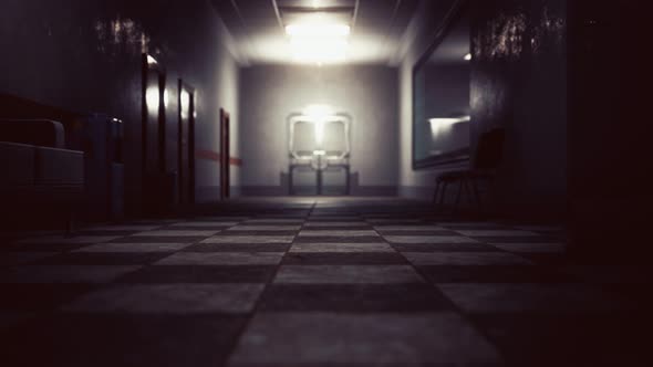 Empty Dark Hospital Laboratory Corridor alt