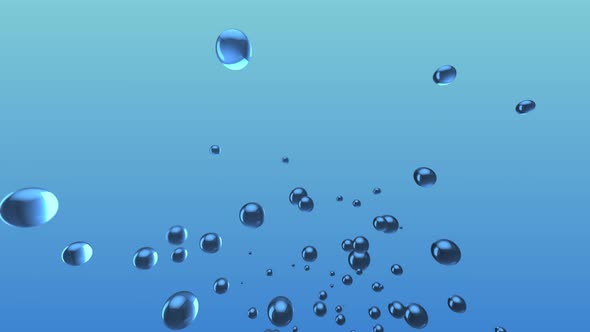 3d Render of Blue Liquid Bubbles Moving Up