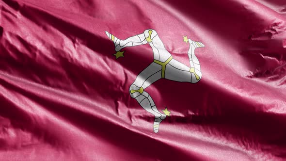 Isle of Man textile flag waving on the wind. 10 seconds loop.