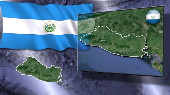 El Salvador Flag And Map Animation