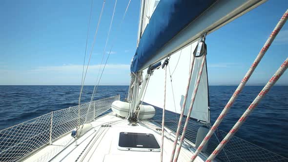 View of sailboat from deck on Adriatic sea