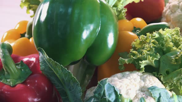 Mixed Fresh Colourful Vegetables Spinning