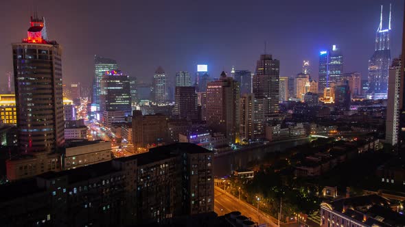 Shanghai Buildings Surround Wusong River in China Timelapse