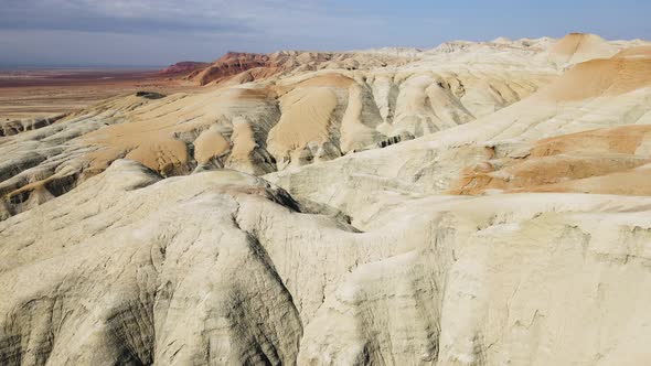 Drone Shot of Canyon Desert Mountains Aktau in Kazakhstan