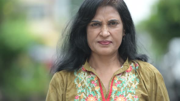 Mature Beautiful Indian Woman in the Streets Outdoors