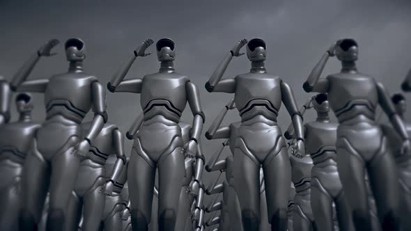 Soldier Robots Giving Salute V2 4k