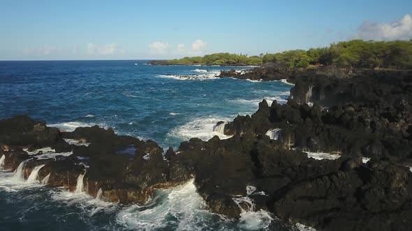 Aerial Of Waves Crashing In To The Shore