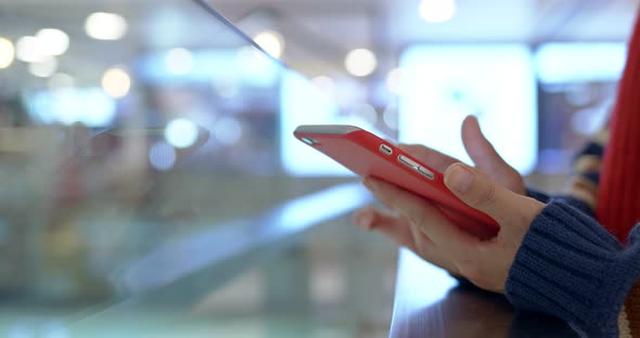 Close up Of Woman Use of Mobile Phone