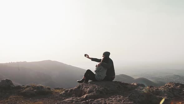 Slow Motion Couple Takes Selfie On Scenic Nature