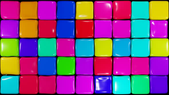 Geometric shape. Abstract background with soft colored boxes jumping. Jelly cubes warping.