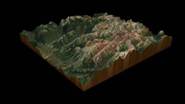 Mountains of Colorado USA terrain map 3D render 360 degrees loop animation