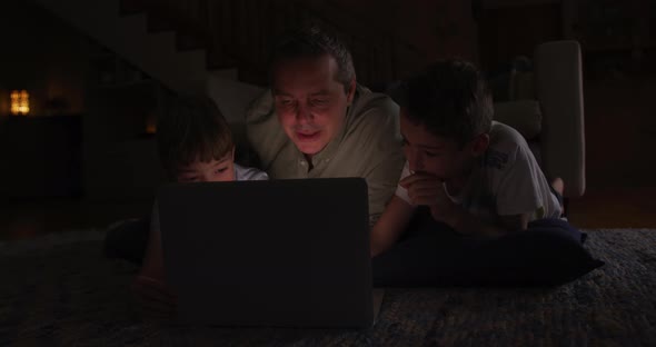 Family spending time together at home in the evening