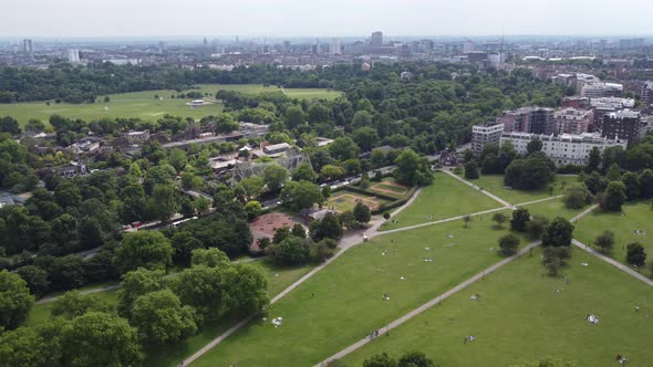 Primrose hill London , drone aerial view