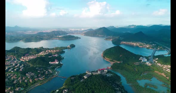 Aerial Photography Of Qingshan Lake Linan District Hangzhou