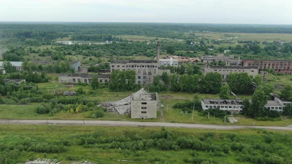 Flight Over the Ruins of an Industrial Enterprise in Russia