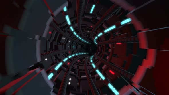 3d render of futuristic tunnel with light, loop.