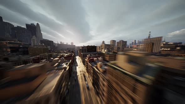 Aerial Hyperlapse View Above Traffic of Big City