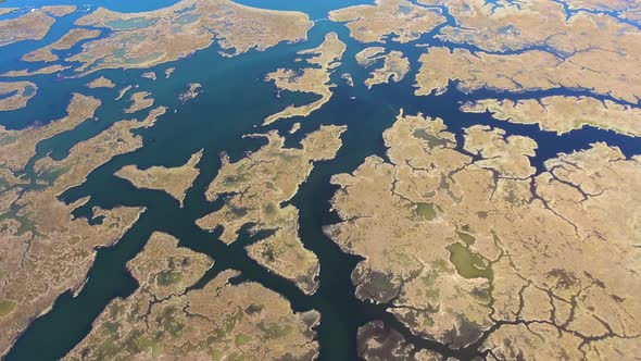 Aerial Reeds, Waterway Channels, Swamp and Wetland in the Delta