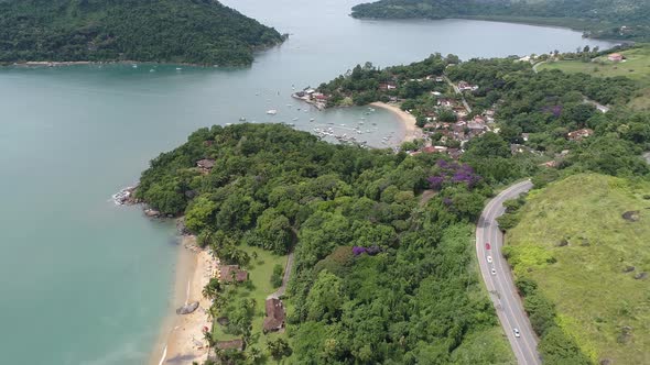 Brazilian Paraty beach city landmark. Tropical summer beach.