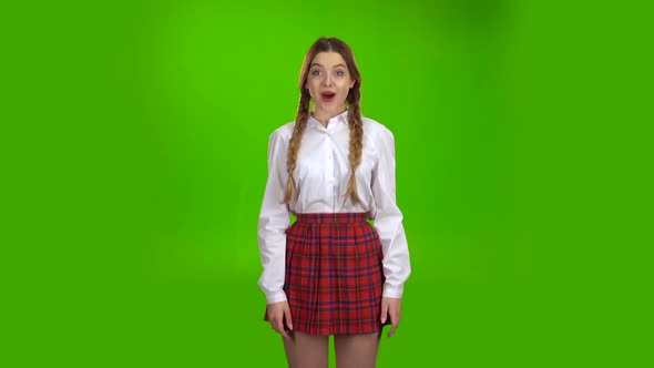 Teenager Shows a Thumbs Up . Green Screen