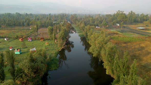 View of Chinampas zone in Xochimilco Mexico