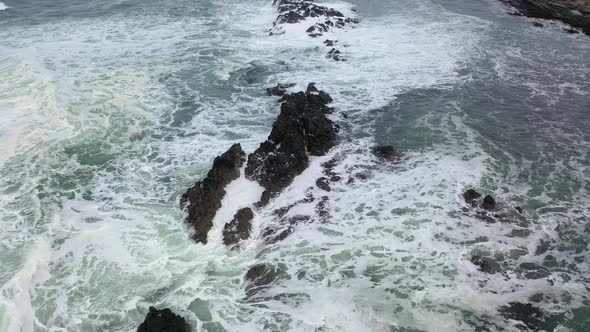 Aerial of Hidden Rocks in the Atlantic Ocean in Donegal